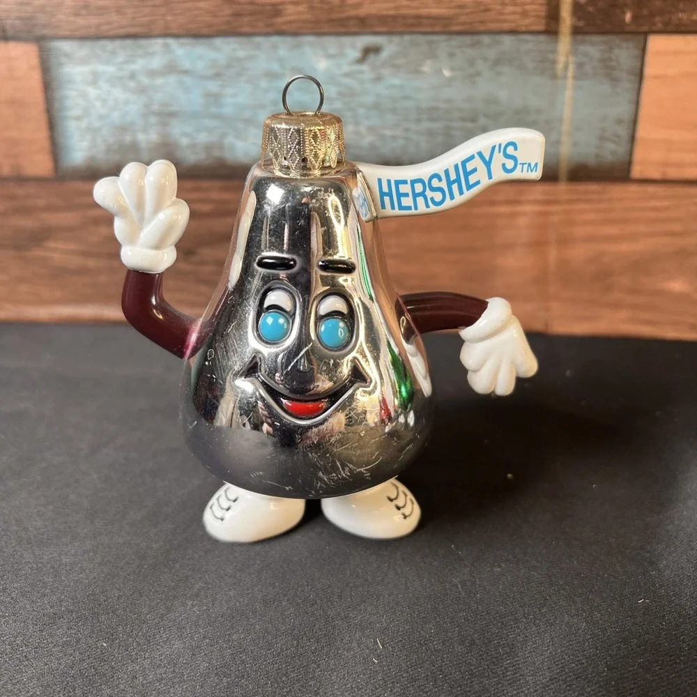 Vintage 1998 Set‎ Of 4 Hershey's Kisses Glass Christmas Tree Ornaments  4